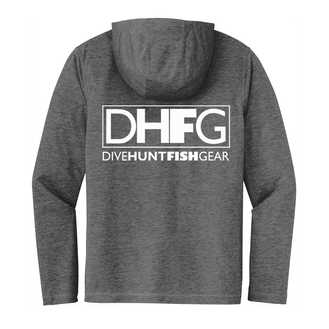 Dive Hunt Fish Framed Long Sleeve Tri-blend Hooded T-Shirt