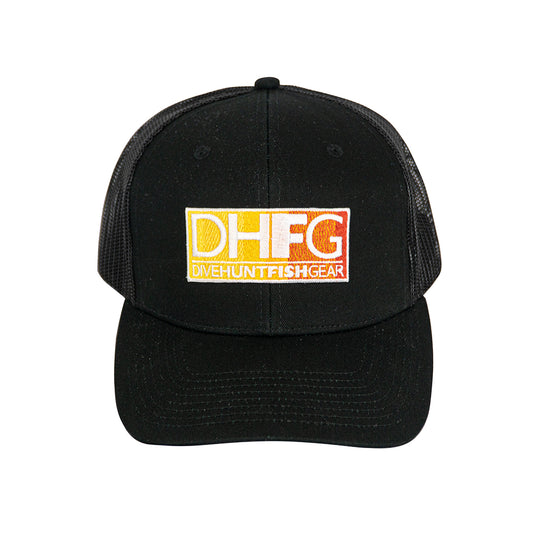 Dive Hunt Fish Sunshine Black Trucker Hat